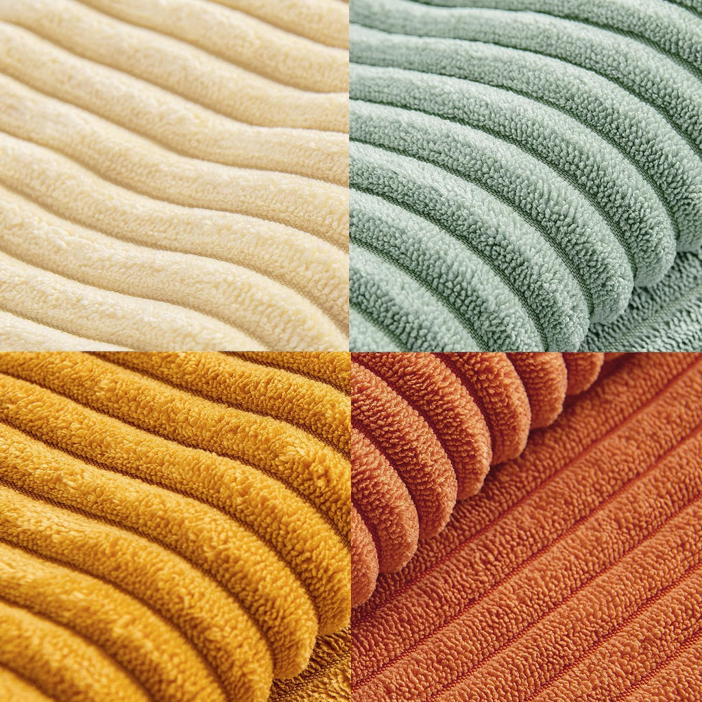 Teal Orange Decorative Throw Pillow Covers 18x18 Inch Set of 4 Boho Corduroy Striped Cushion Cases Modern Farmhouse