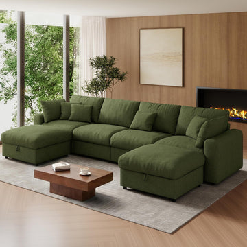 140" Oversized Cloud Sectional Couches, Modern Modular Sectional Sofa with Deep Seat, Convertible U Shape Couch with