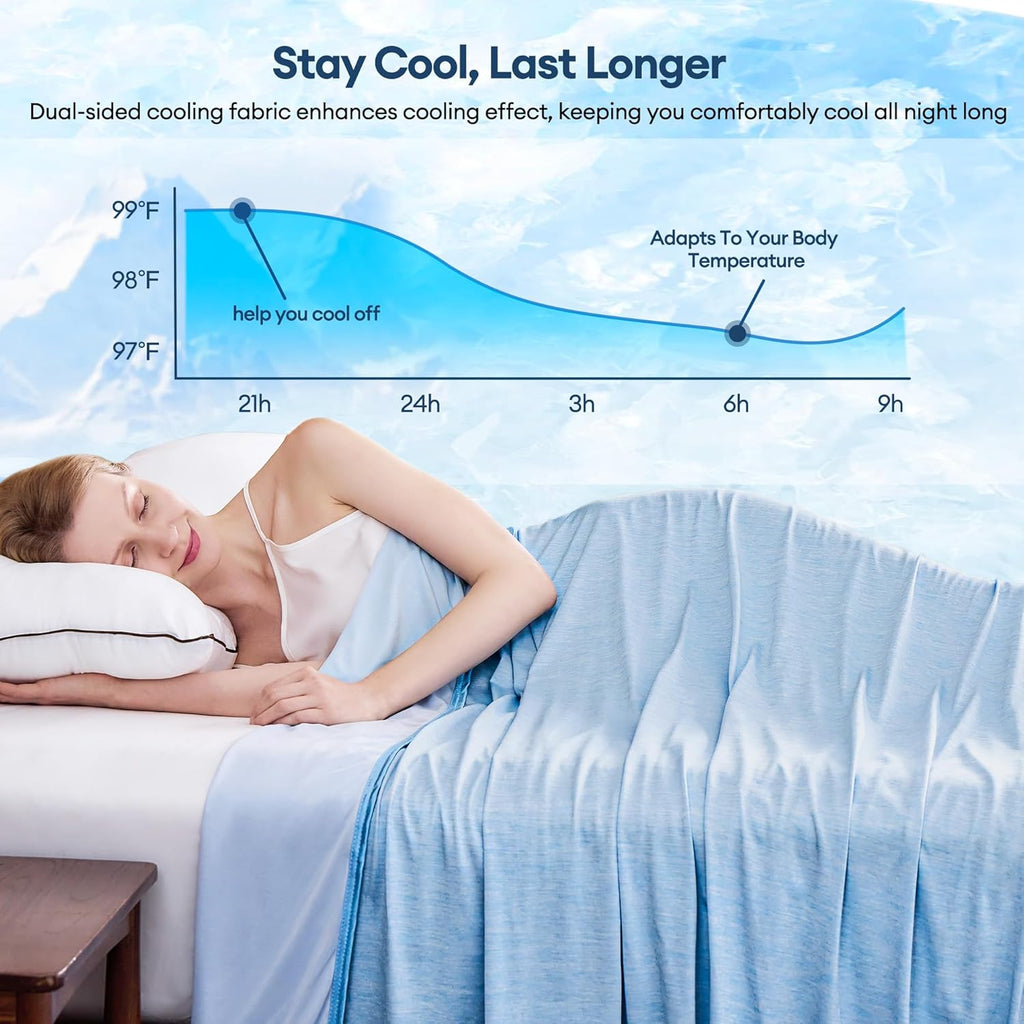 Cooling Blanket for Hot Sleepers Throw XL Size 50''×70'', Summer Blanket Thin Lightweight Breathable, Absorbs Sweat
