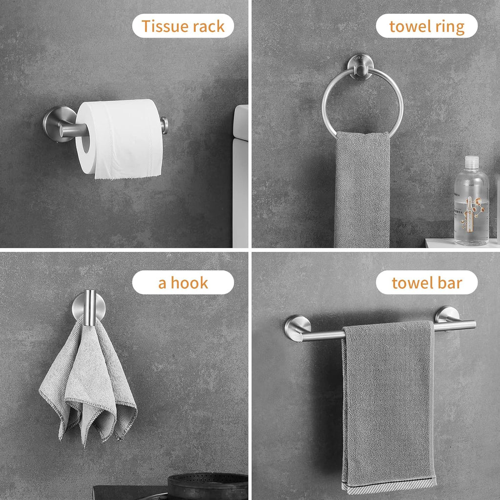 Bathroom Hardware Set 10 Pieces, Stainless Steel Towel Bar Set Includes 16 inch Towel Bar, Towel Hook, Towel Ring