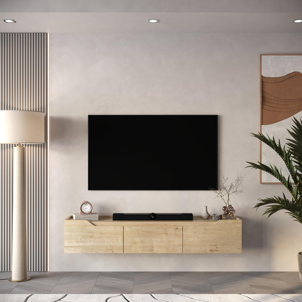 Mobili Floating TV Stand for 75 Inch TVs, Modern Entertainment Center with Cable Management, Elegant TV Stands