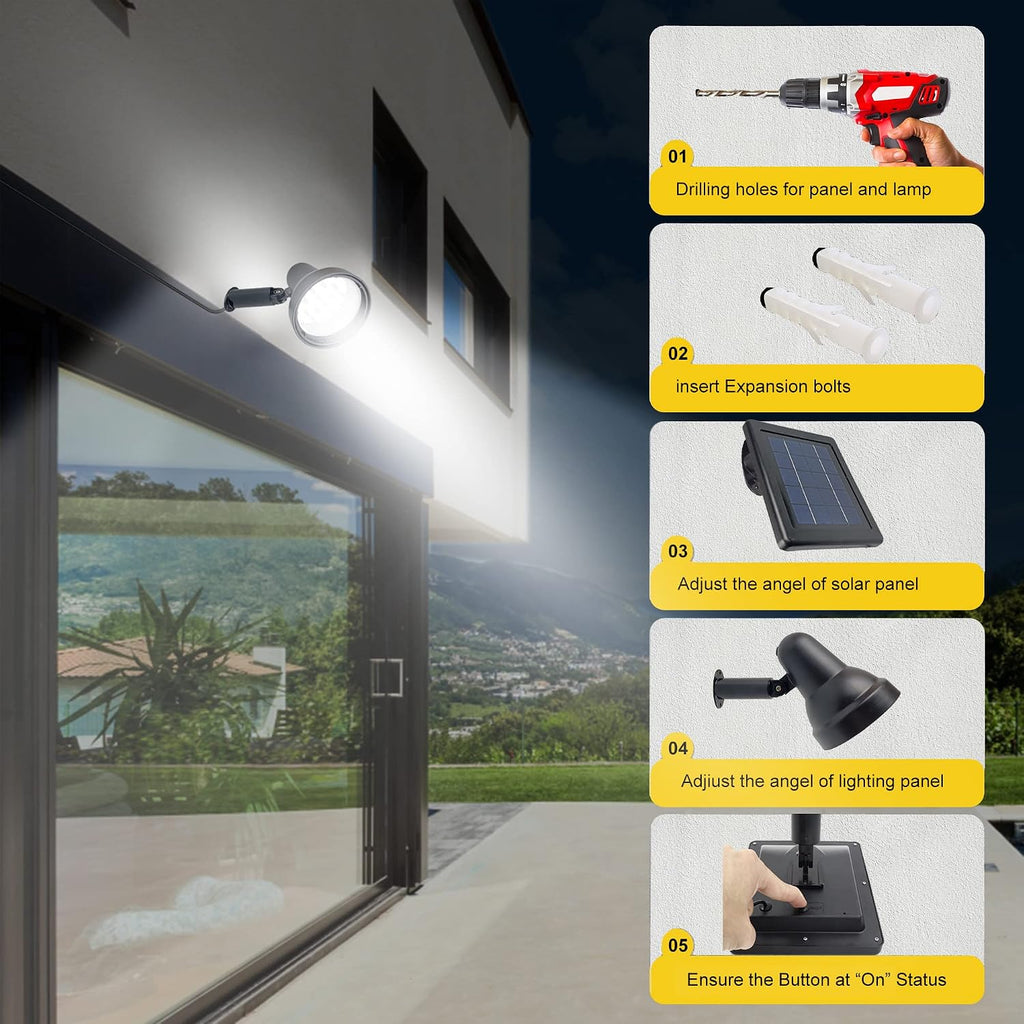 Solar Spotlights Outdoor Waterproof Bright Solar Wall Light Led Security Flood Light Solar Powered for Flag Patio