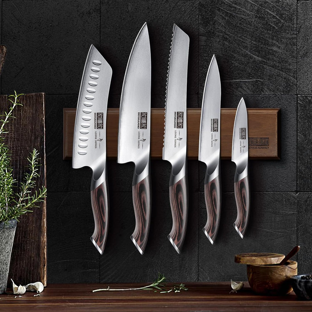 Knife Set with Magnetic Knife Holder, 6PCS Kitchen Knife Sets | Ultra Sharp Professional Japanese High Carbon