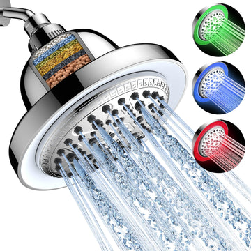 LED Filtered Shower Head,High Pressure Rain Shower Head with Filters