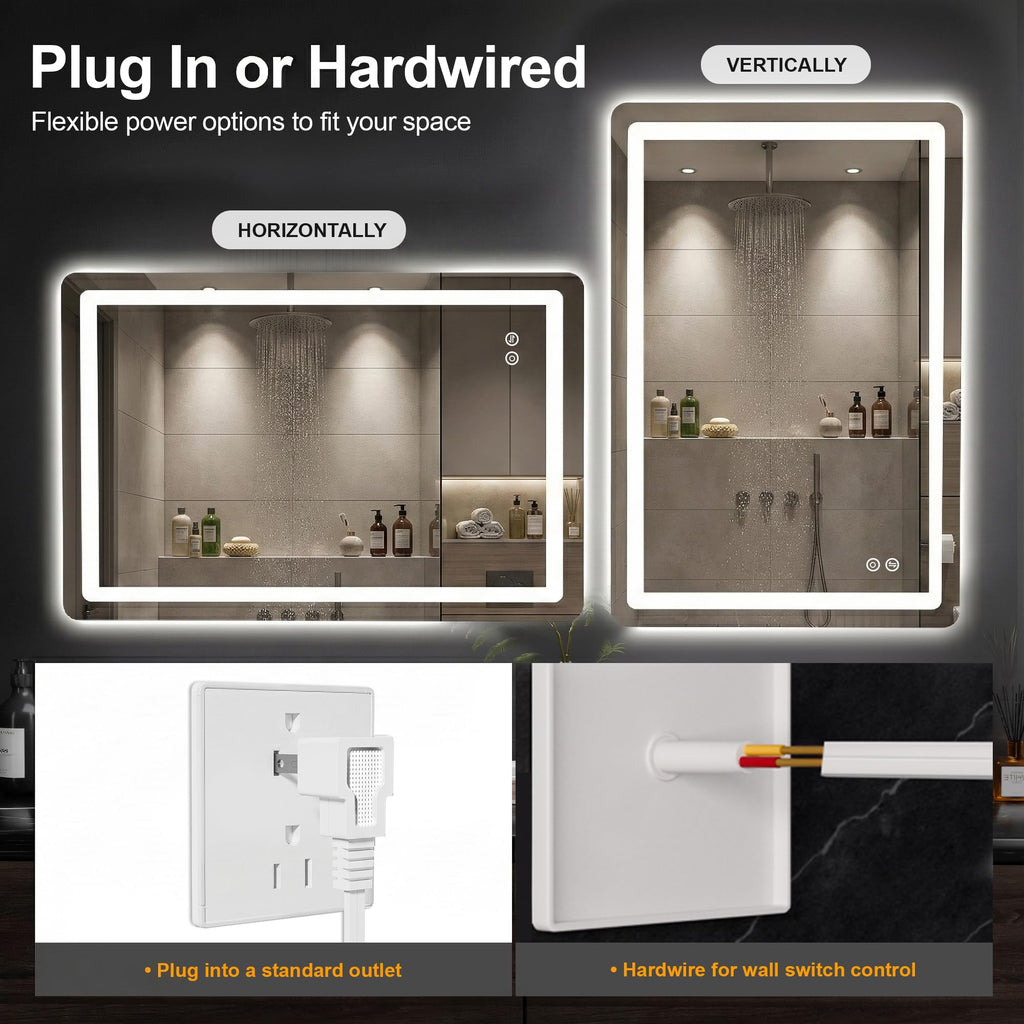 LED Bathroom Mirror with Lights, 2 Pack 24 x 36 Lighted Vanity Wall Mirror