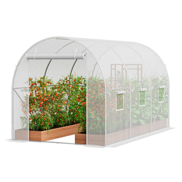 Walk In Tunnel Greenhouse 9.6 x 6.4 x 6.2 ft Galvanized Steel Frame