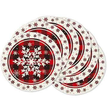 Christmas Snowflakes Round Placemats Set of 6, 15 Inch Table Mats