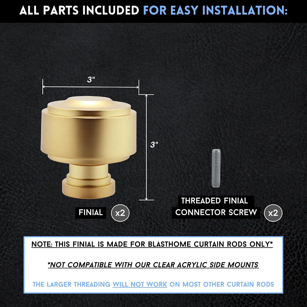 Luxury Layers Knob Finials - Fits Only Signature Collection Curtain Rods (Rod Not Included) - Premium Quality, Heavy