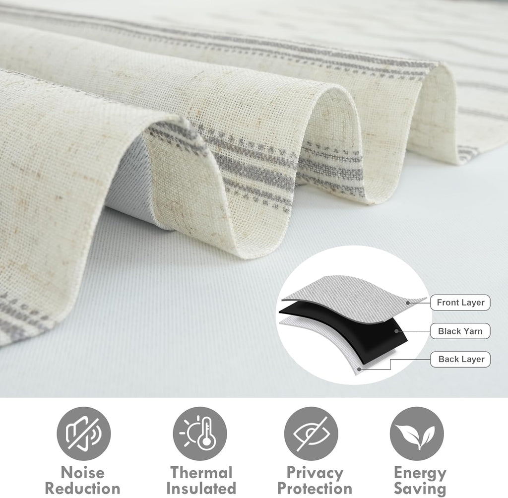Farmhouse Linen Lined Valance Double Layer Thermal Insulated Room Darkening Blackout Window Valances 3 Inch Rod