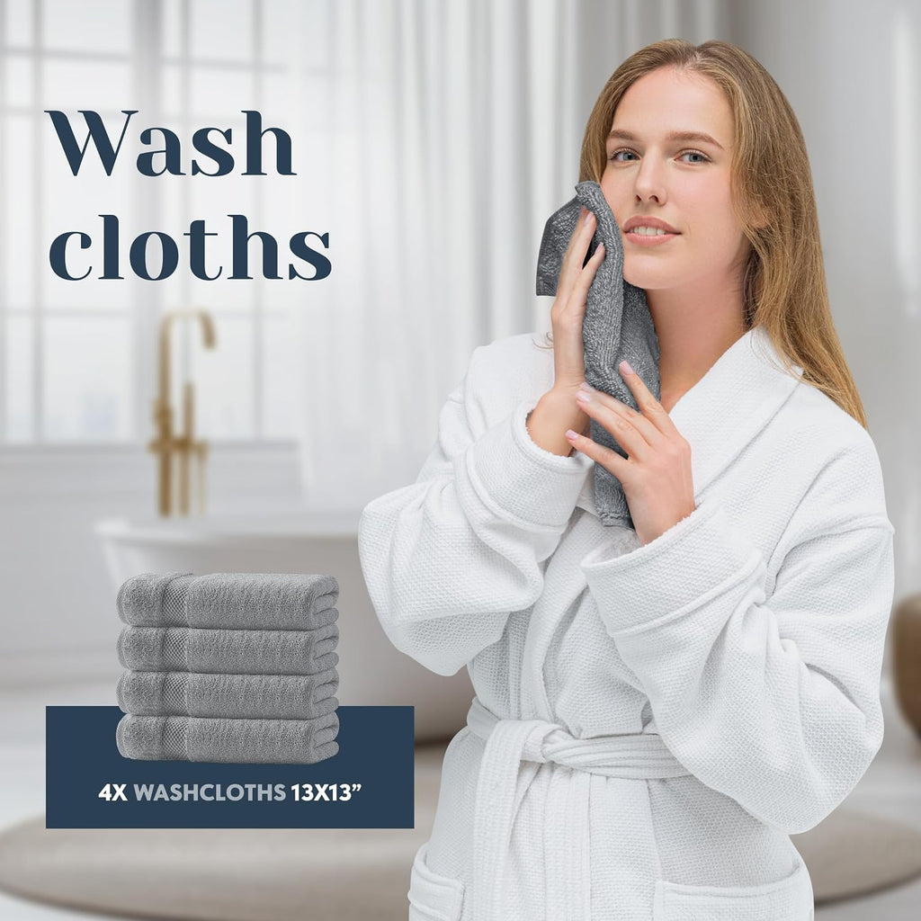 Luxury Bath Towel Set of 8 Pieces - 100% Turkish Cotton Highly Absorbent Towels , 2 Luxury Bath Towels 700GSM, 2 Hand