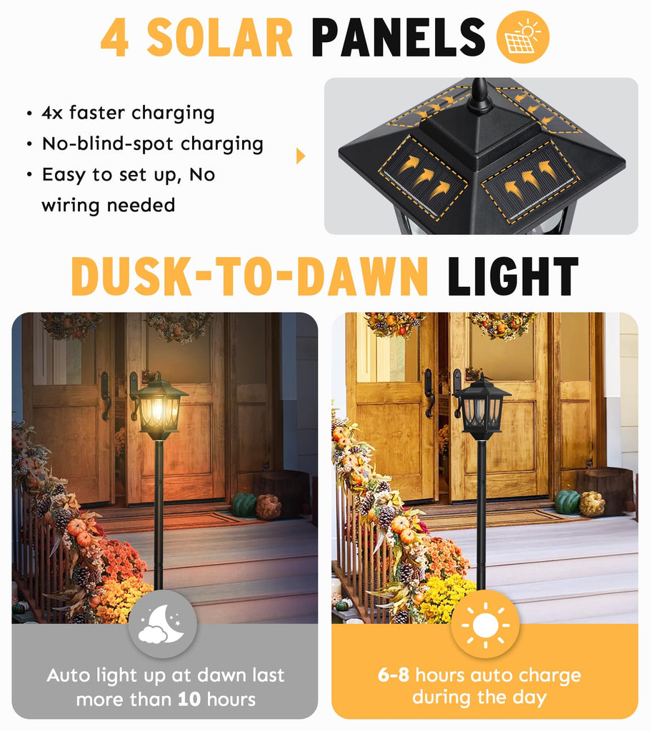 63" Solar Lamp Post Light 2 Pack, Solar Post Lights Outdoor