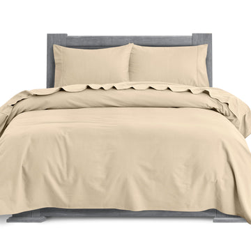 Soft 4-Piece 100% Turkish Cotton Flannel Sheet Set - Premium Quality, Deep Pocket Fitted Sheet, Ultra Soft, Cozy Warm