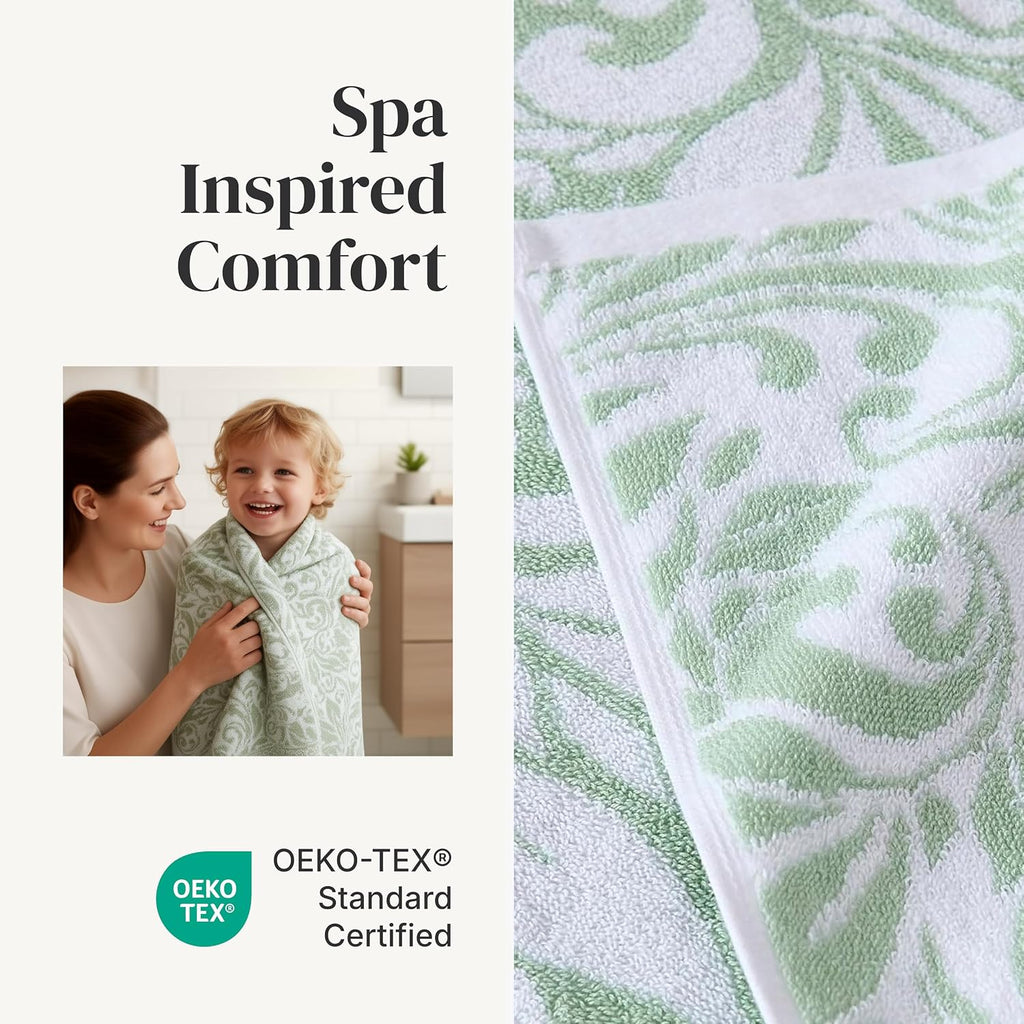 6 Piece Bath Towel Set - Bathroom Set with 2 Bath Towels, 2 Hand Towels, and 2 Wash Cloths - 100% Cotton, Super