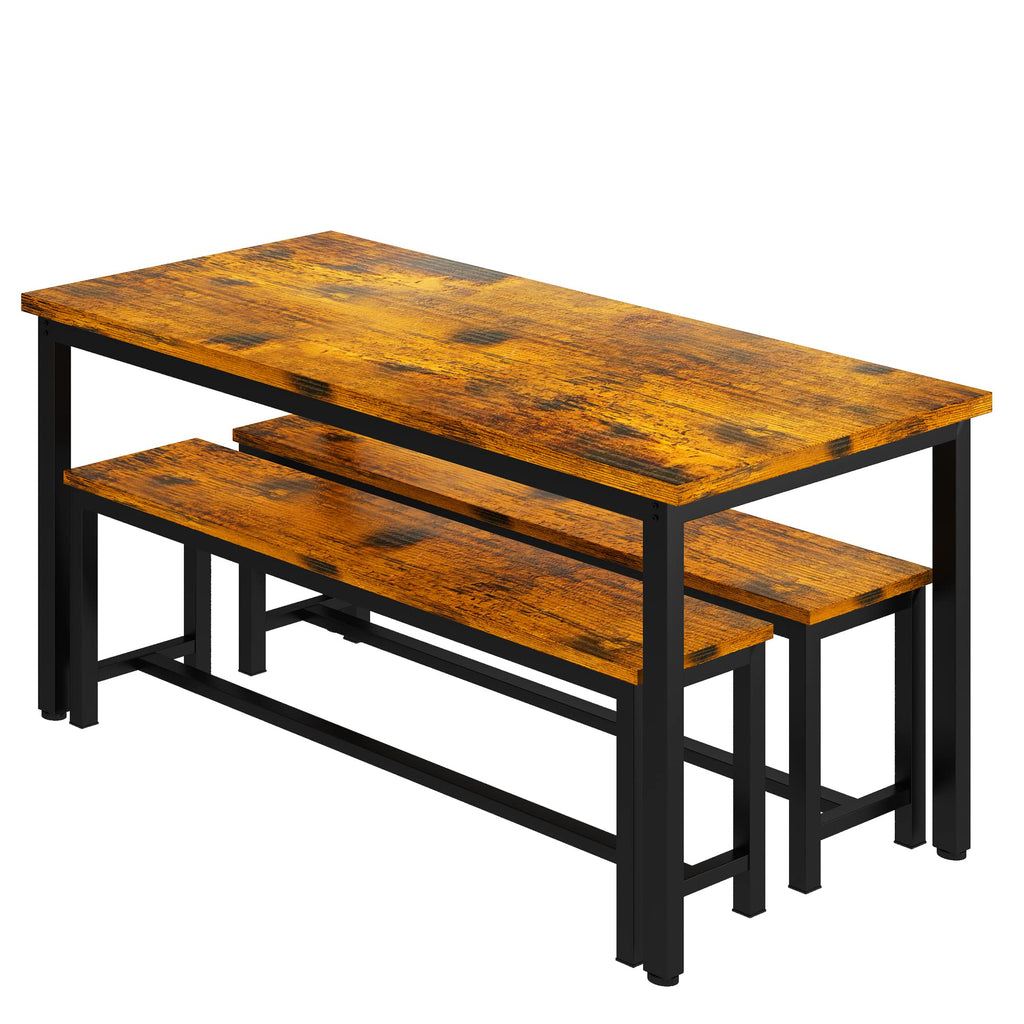Kitchen Table Set with 2 Benches 4 Person Dining Room Table Set Kitchen, Dining Room, Restaurant, Space Saving