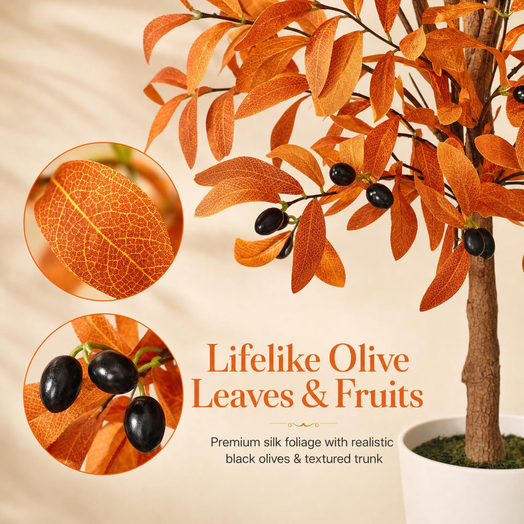 6ft Artificial Olive Tree, Fall Tree with Pot