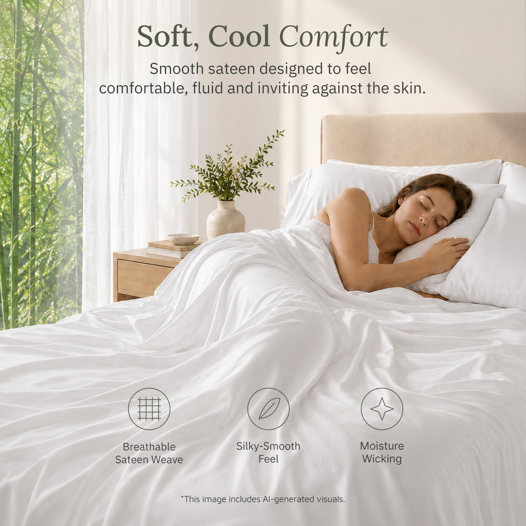 100% Viscose from Bamboo Sheets Queen Size, Navy Blue