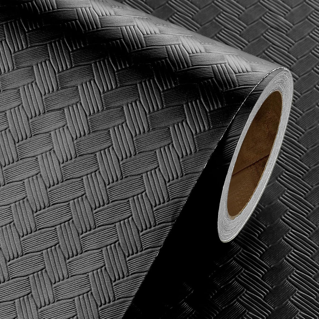 15.8x394 Inch Black Textured Wallpaper Peel and Stick Bedroom Living Room Renter Friendly Kitchen Cabinet Contact