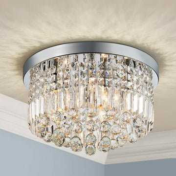 Modern K9 Crystal Raindrop Chandelier Lighting Flush Mount LED Ceiling Light Fixture