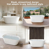 59 Inch Free Standing Bathtub,Made of Pure Acrylic Material with 8 Layers of Reinforced Coating,Cupc Certified