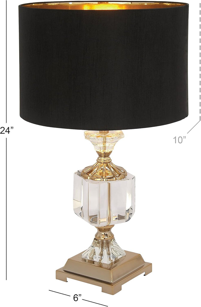 79 Crystal Room Table Lamp Accent Lamp with Gold Accents, Lamp 14" x 14" x 24", Black