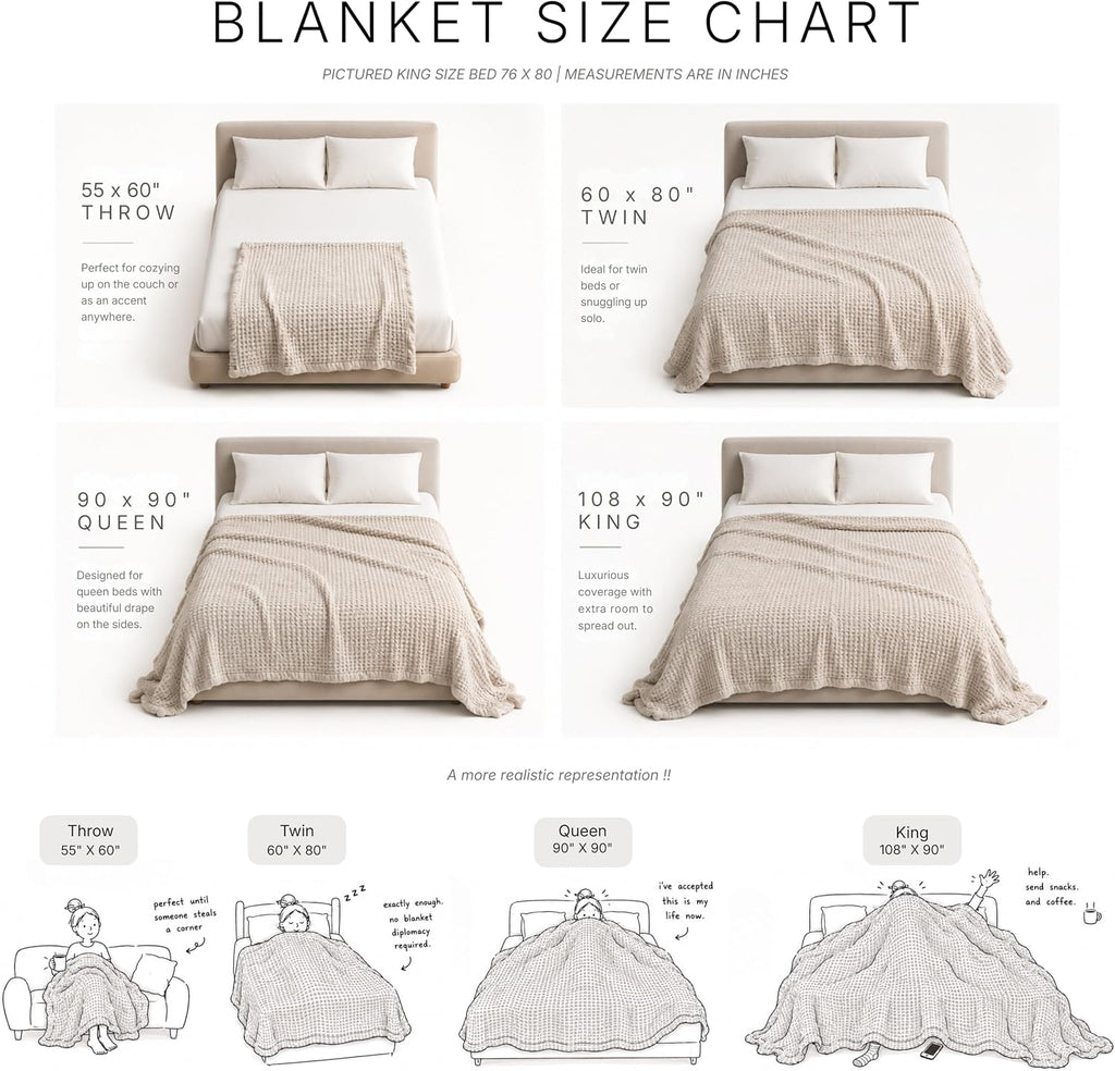 GOTS Certified 100% Organic Cotton Throw Blanket, 55" x 60" Waffle Blankets & Throws, Throw Blanket, Modern & Cozy