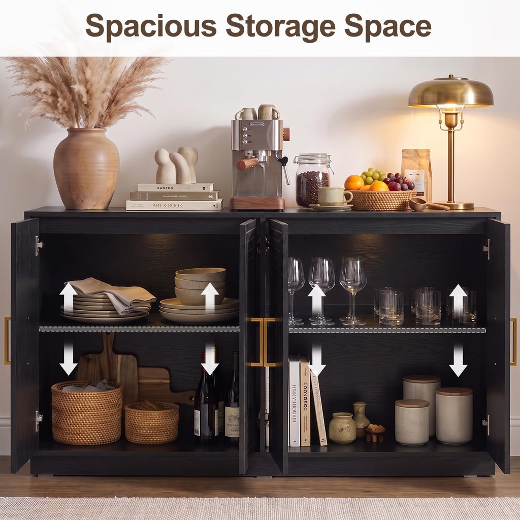 Buffet Cabinet with Storage, Modern Fluted Sideboard