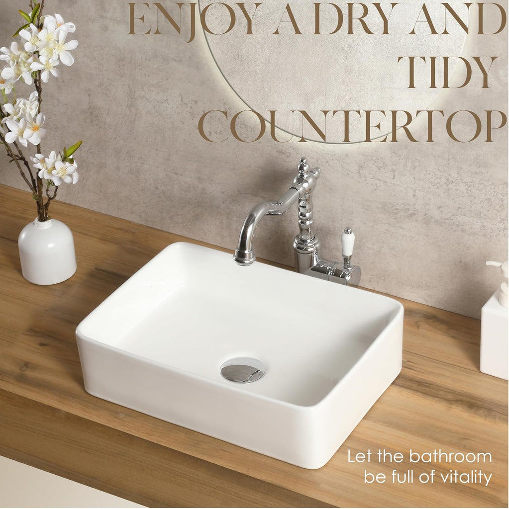 16"x12"Rectangular Vessel Sink,Ceramic Small Bowl Bathroom Vessel Sink