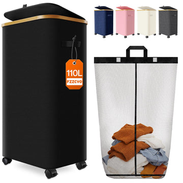 Basket with Wheels, 110L Large Rolling Laundry Hamper