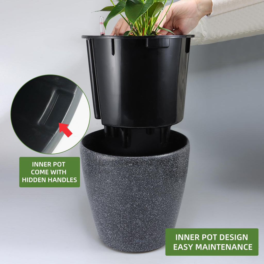 13x12 Self Watering Planter with Wheels (Stone Matte)