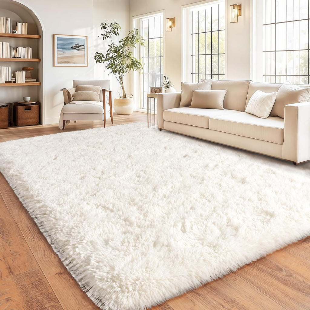 Cream White Plush Rug