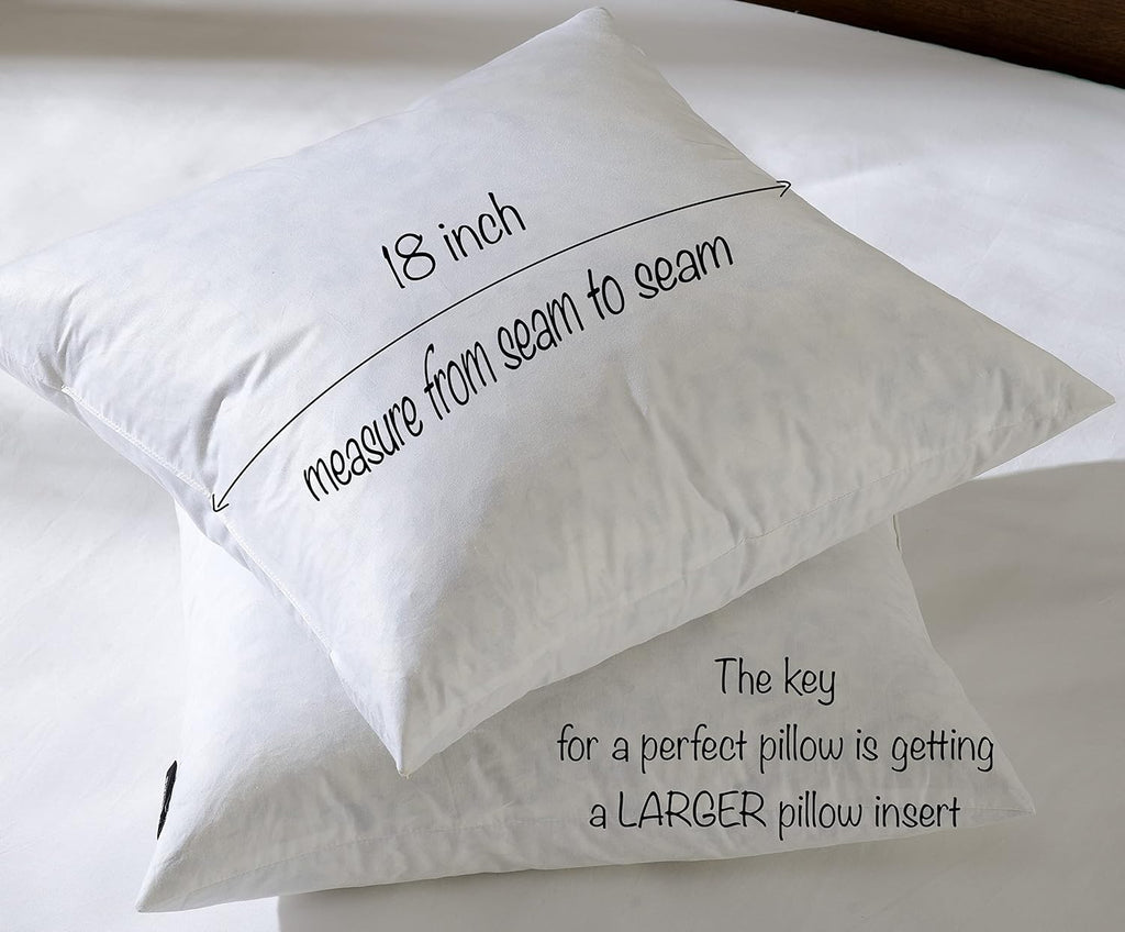 Hotel-Style 18x18 Goose Feather Pillow Insert for Sofa & Bed - 100% Odorless & Plump Cushion Filler - 233TC Cotton - Set of 2