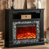 40 Inch Electric Fireplace with Mantel, 23 Inch Freestanding Fireplace Heater, 4800 BTU Heating, LED Flame, Overheat Protection and Remote Control, Black Wood Grain