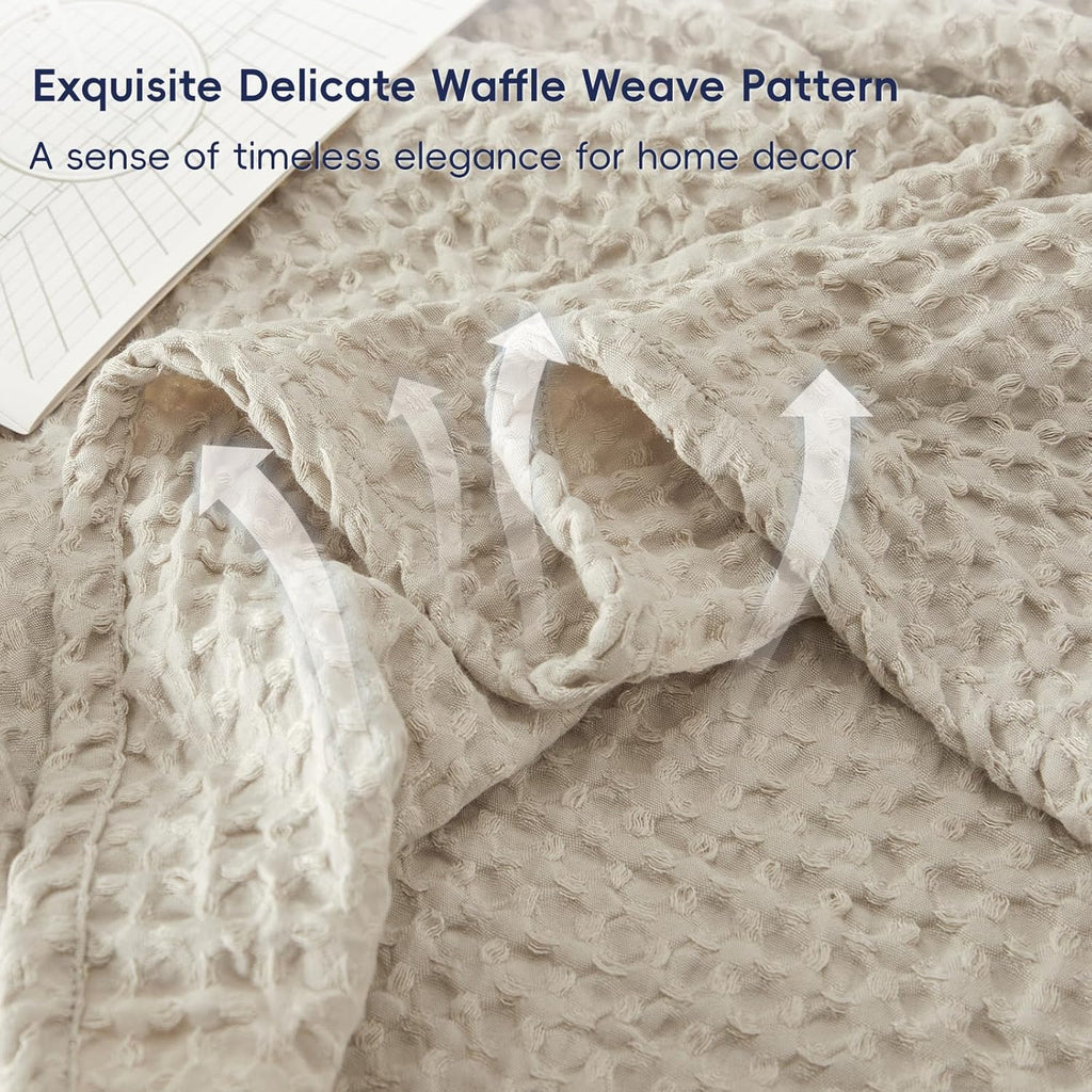 Ultra Soft Waffle Weave Blanket Throw Blanket, Lightweight Breathable Cooling Skin-Friendly Throw for Spring Summer