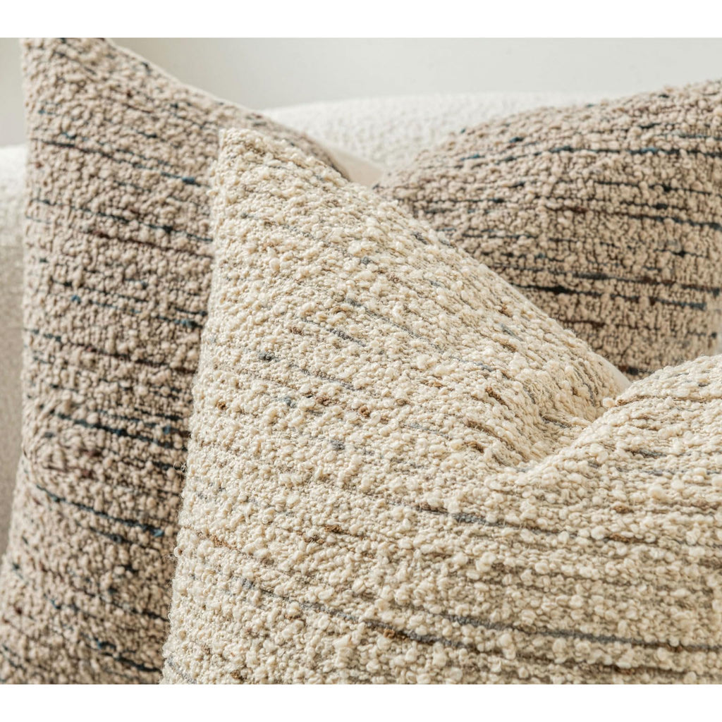 Neutral Throw Decorative Boucle Pillow Covers for Bed Couch Living Room, Striped Textured Luxury Accent Pillow Cases