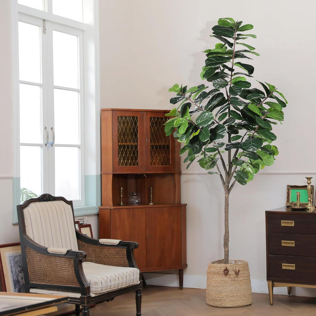 8ft Fiddle Leaf Fig Tree Artificial, Faux Fiddle Leaf Fig Tree