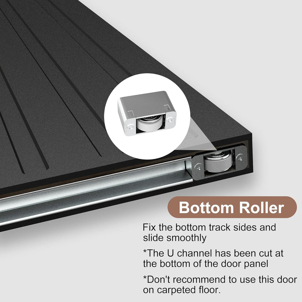 32"x86" Concealed Sliding Barn Door with Soft Close Hardware Kit, Black Hidden Door for Opening 24"-