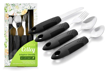 Adaptive Utensils for Elderly and Handicapped, Non-Weighted, 4 Pcs Set