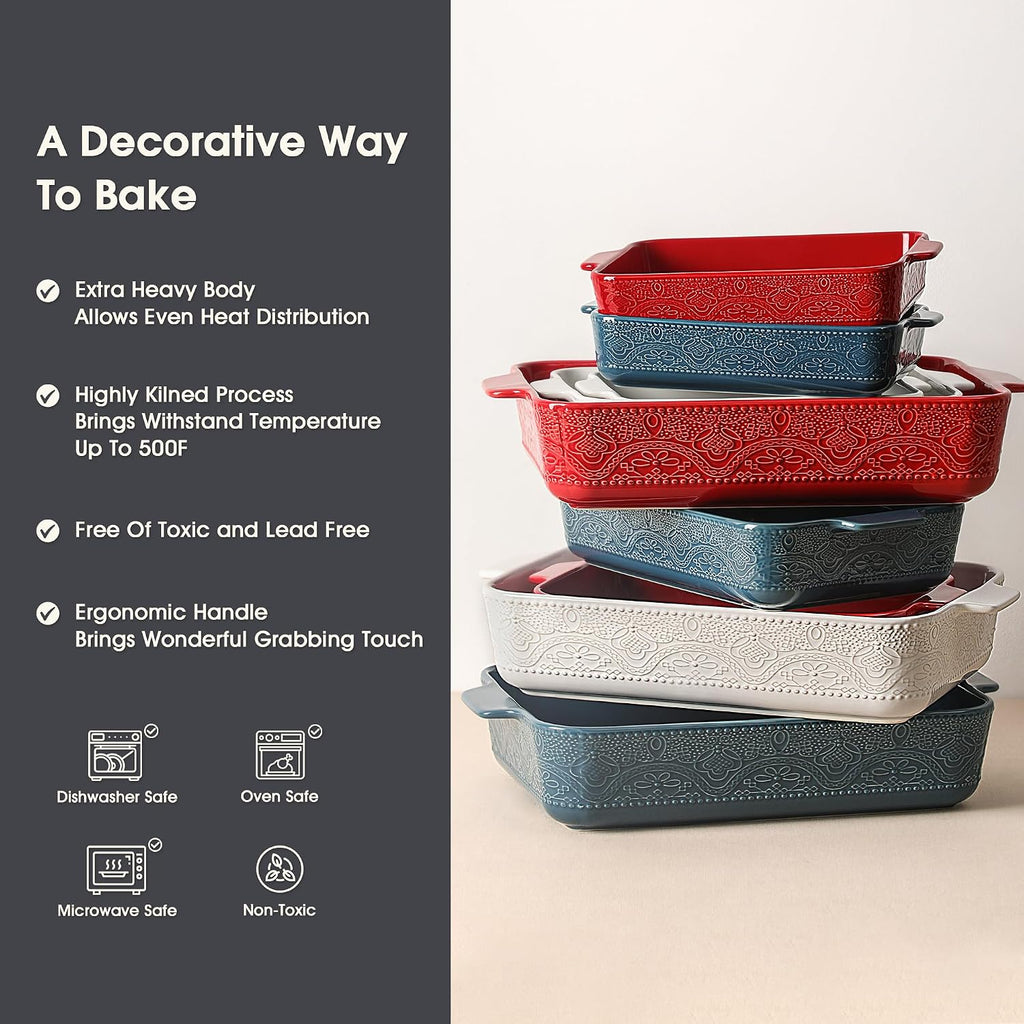 Ceramic Dish Set of 3, Casserole Dishes for Oven, Ideal for , Stewing, Roasting, and Holiday Feasts. The Gift for