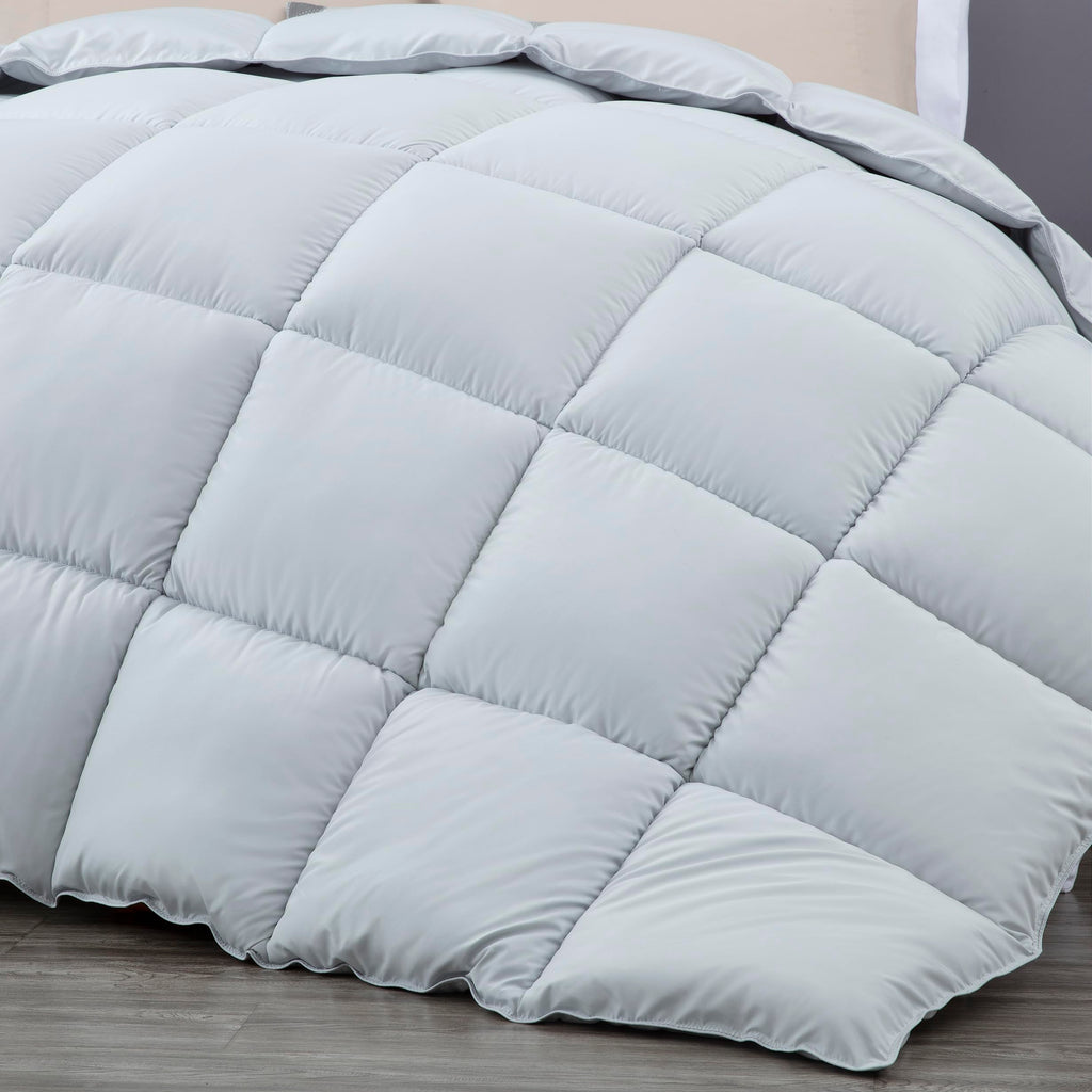 All Season Queen Size Down Alternative Comforter - Plush Microfiber Fill - Box Stitch Quilted - Duvet Insert with