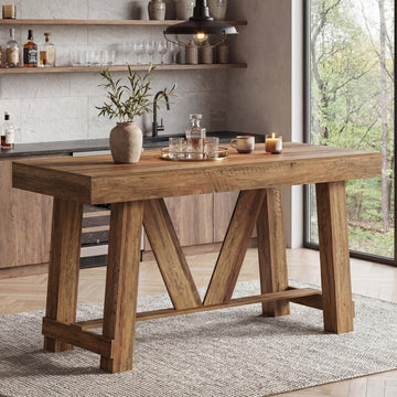 Farmhouse Bar Table, 55'' Long Counter Height Pub Table
