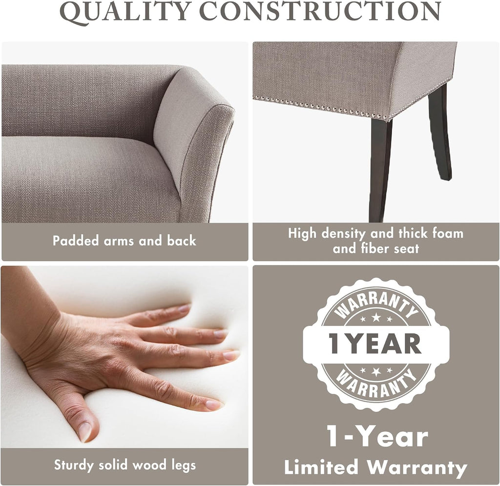 Accent Bench, Upholstered with Nailhead Trim, & Padded Seat Entryway Bench Small, End of Bed Bench with Back, 49.5" W