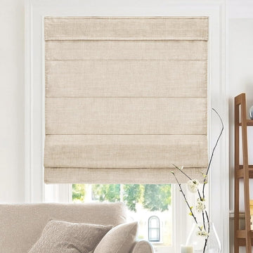Cordless Roman Window Shade, Belgian Flax| Cordless Child-Safe, Room Darkening UV, Inside/Outside Mount