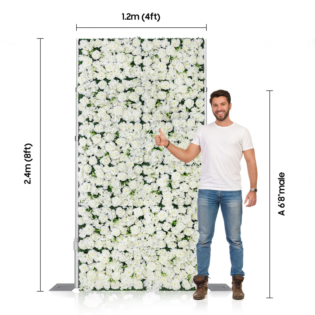 Artificial Flower Wall Backdrop 12-Pack 16"* 24" White Rose Artificial Floral Panels Spring Wedding Home Valentine's