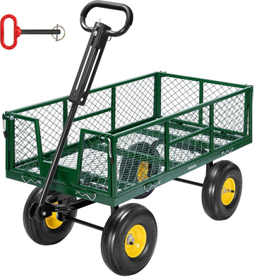Steel Garden Cart Heavy Duty 900 LBS 4.5 Cu Ft Utility Wagon | Removable Sides, 10 inch Tire and Handle Attach to ATV