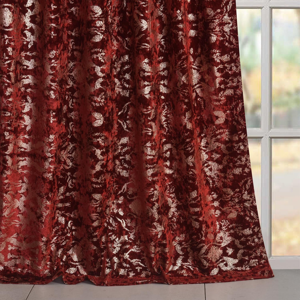 Luxury Velvet Gold Foil Print Navy Shiny Curtains Back Tab Thick Thermal Insulated Window Drapes