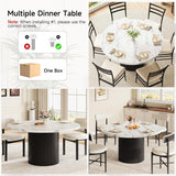 Round Kitchen Dining Table for 4-6 People, 47 inch Mid-Century Circle Dinner Tables, Rustic Wood Base in Fluted