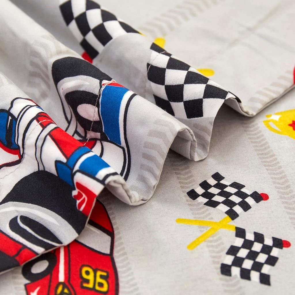 Comforter Sets for Boys Kids, 6 Pieces Bed in a Bag Racing Car Bedding Comforter Sheet Set with Shams and
