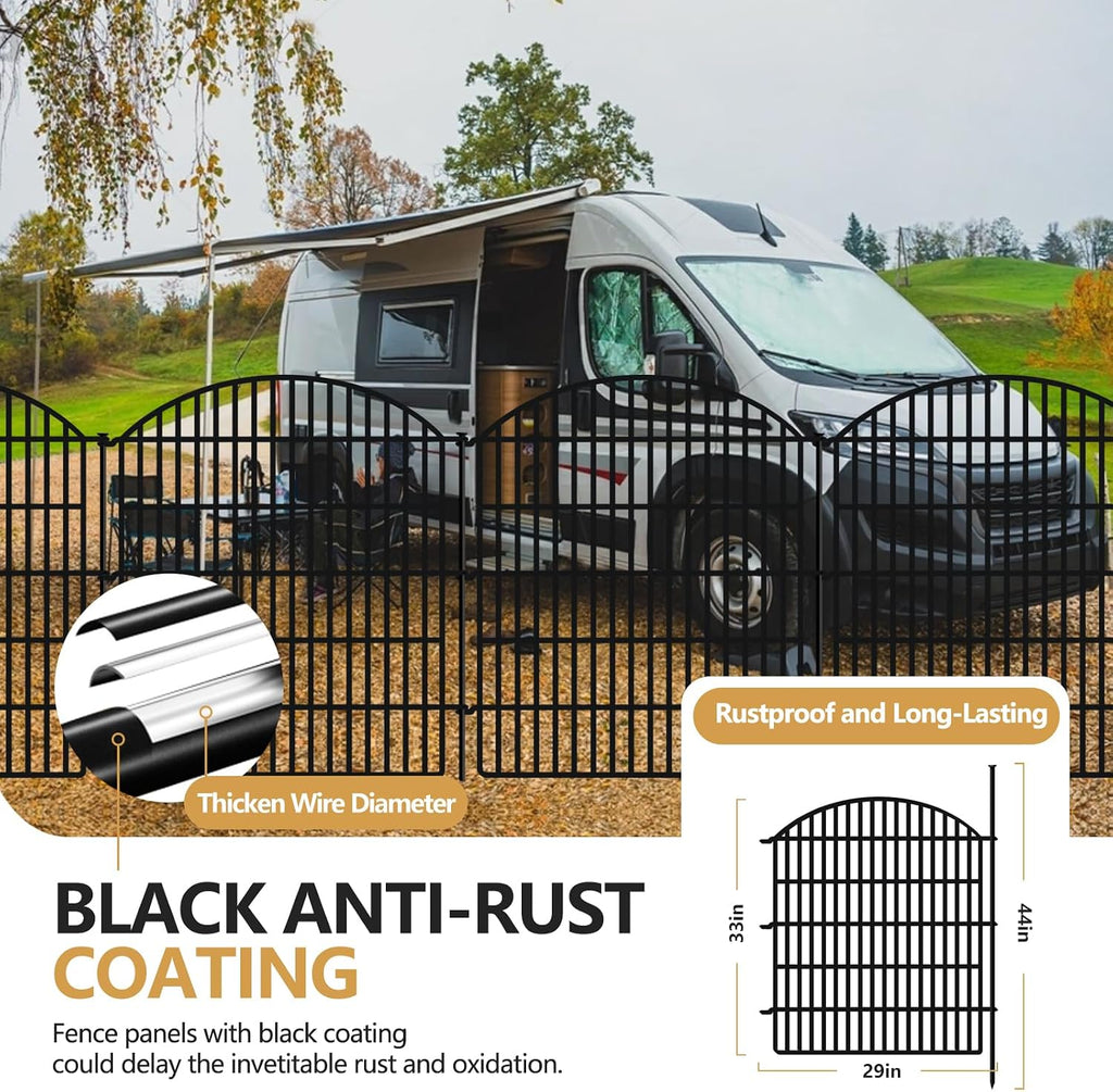 10 Panels Garden Fence Animal Barrier, 33 in(H) X 24 ft(L) Dog Fence Outdoor for Yard Rustproof No Dig Fencing