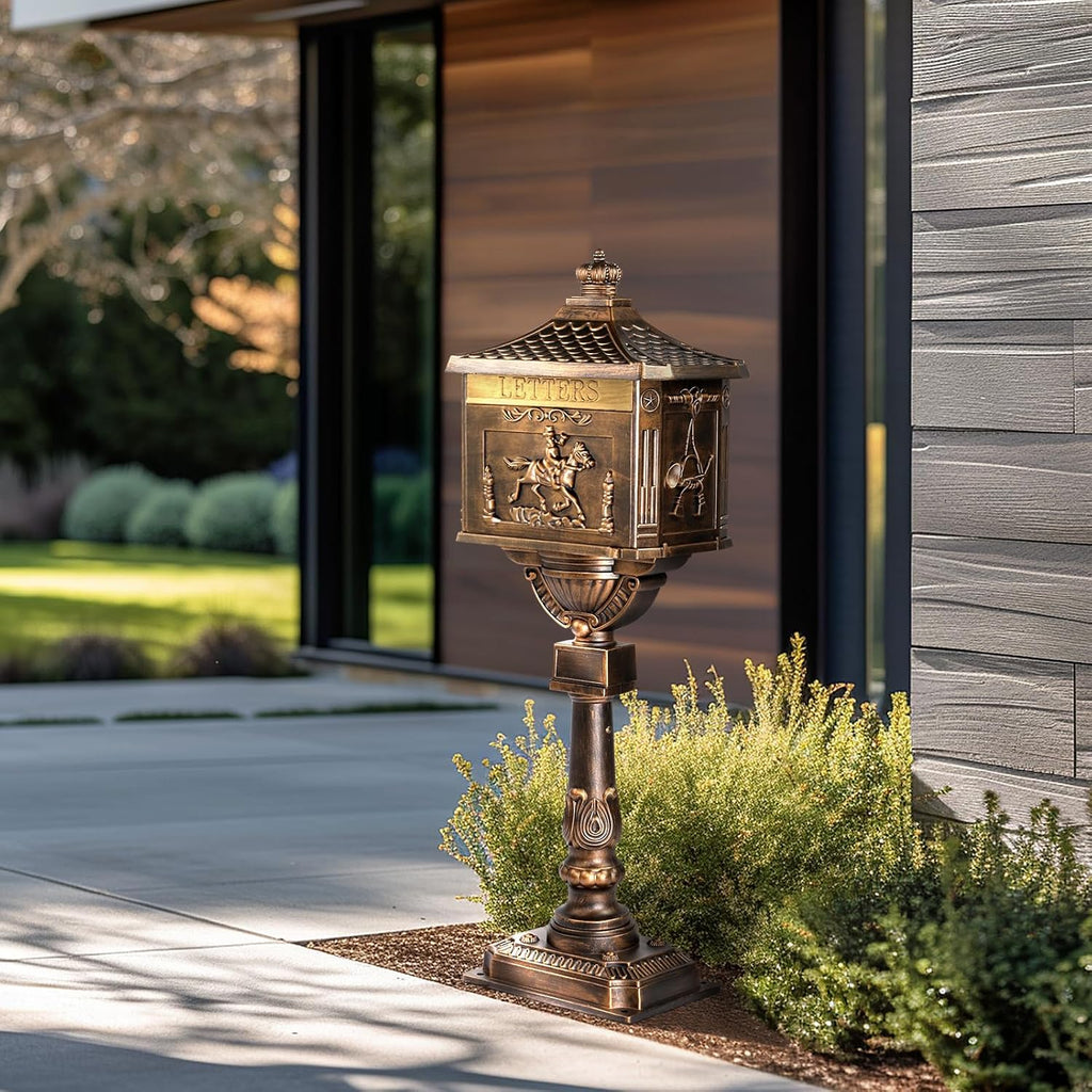 Mailbox Cast Aluminum Bronze Mail Box Postal Box Security Heavy Duty Mailbox