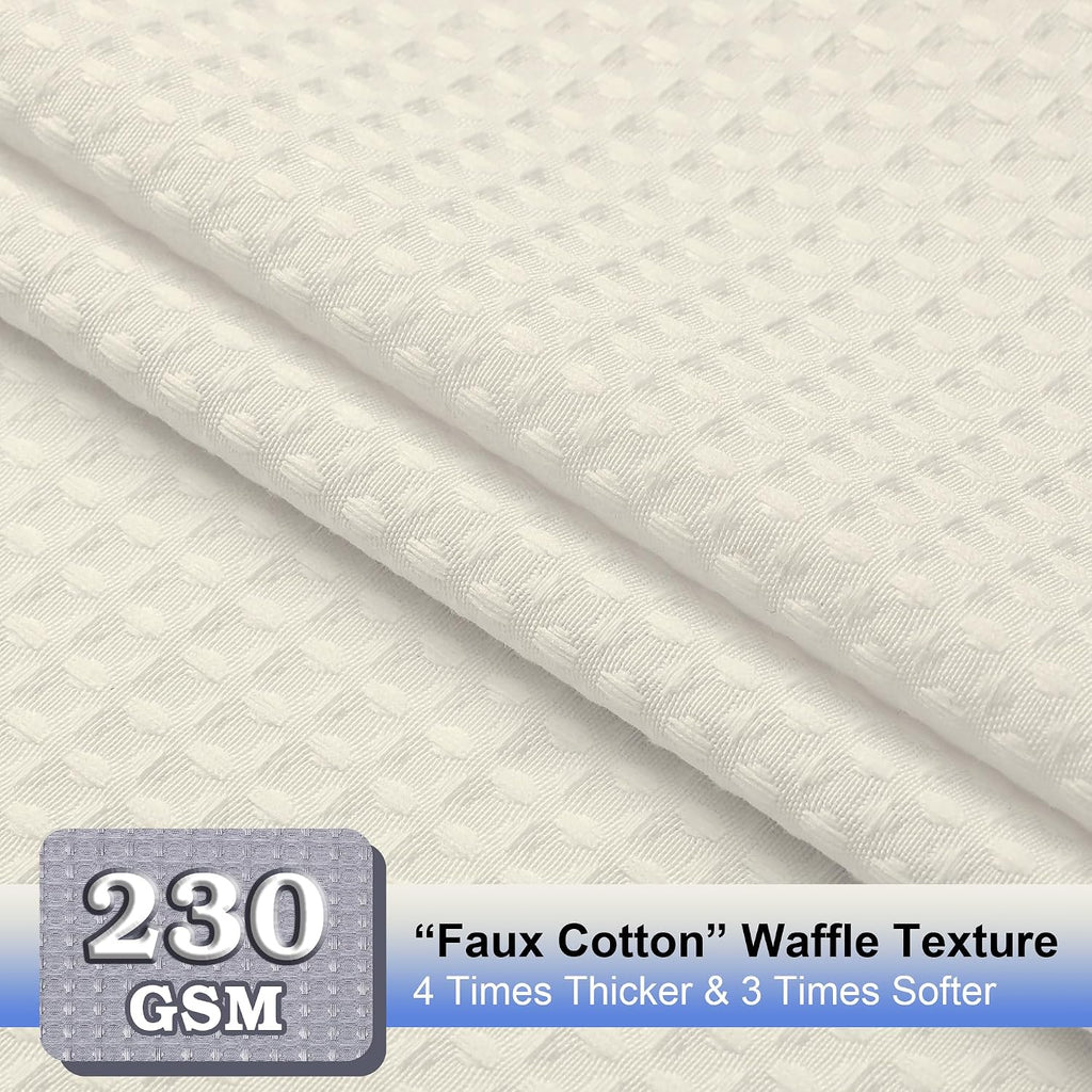 Extra Long Shower Curtain Set- 96 Inch Long Waffle Weave Heavy Duty Fabric Shower Curtains , Luxury Heavy Duty Thick